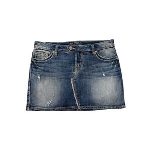 Y2K Low Rise Silver Jeans Co Ravi Denim Mini Skirt